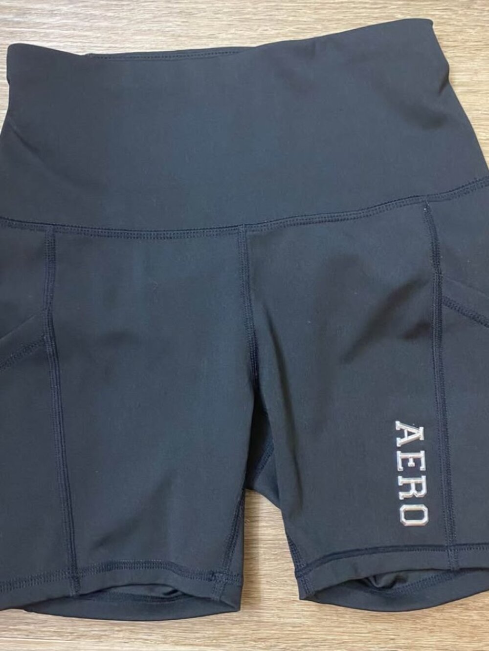 Aeropostale Aero Sport Petite Small Black Stretch Athletic Yoga Shorts Side Pock